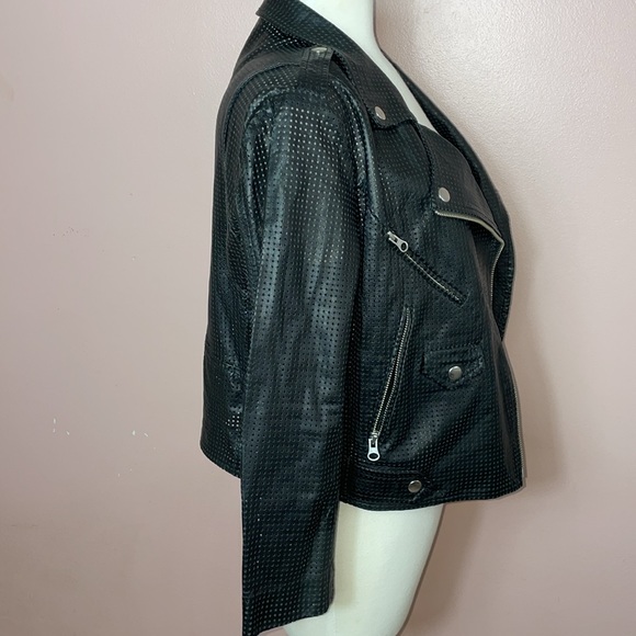 RARE Rebecca Minkoff 100% Lamb Leather Moto Jacket Laser Cut Stars - Picture 5 of 12